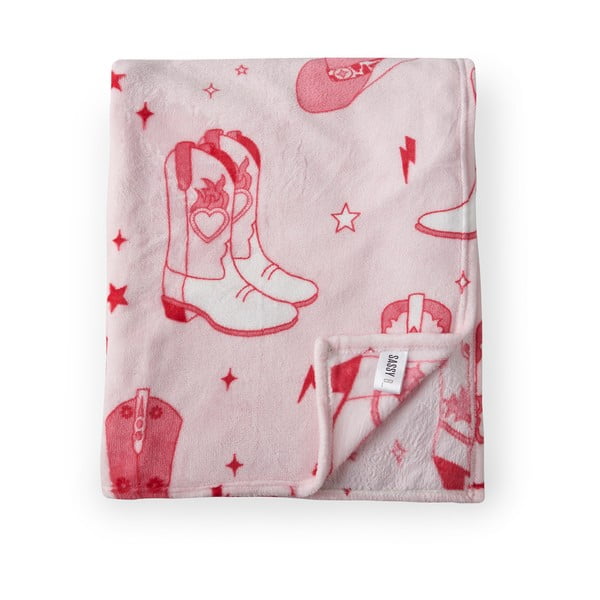 Cuvertură roz din micropluș/cocolino 200x240 cm Cowgirl Boot – Sassy B