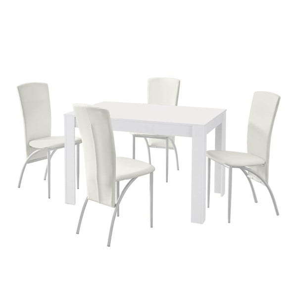 Set masă cu 4 scaune Støraa Lori Nevada Puro White, alb