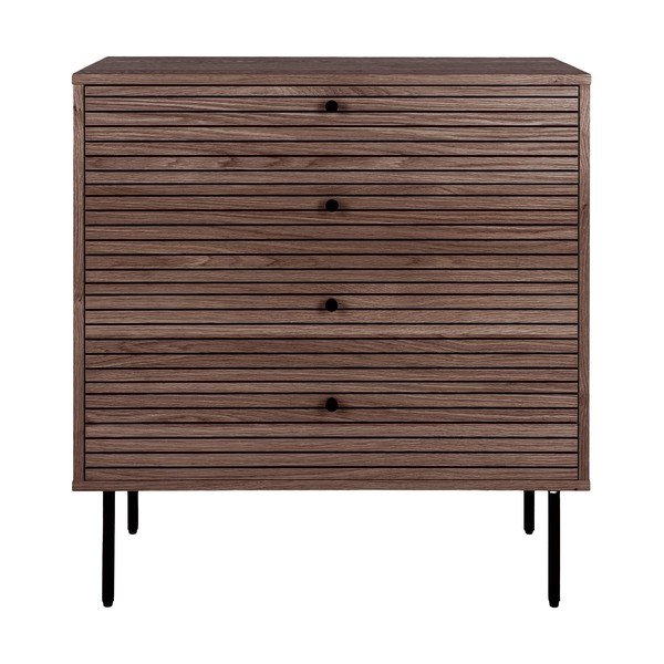 Comodă maro închis joasă cu aspect de lemn de stejar 80x85 cm Kyoto – House Nordic
