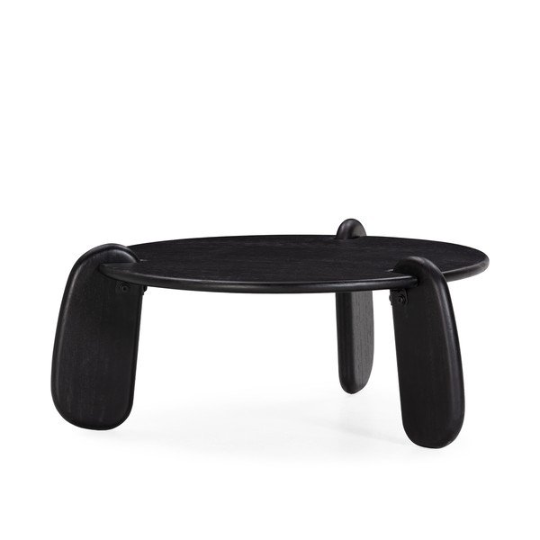 Măsuță de cafea neagră rotundă din lemn de mango ø 80 cm Tamira – MOME-image-3