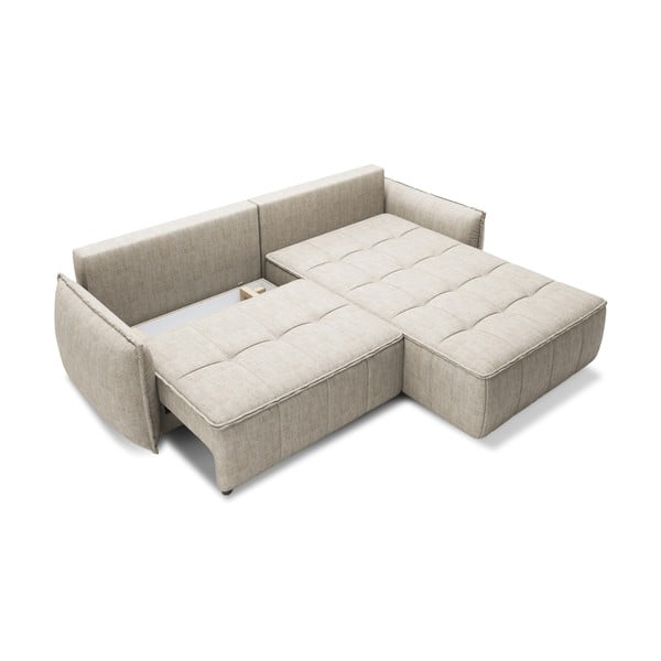 Colțar bej extensibil/cu spațiu de depozitare cu tapițerie din catifea (cu colț pe partea dreaptă/cu șezlong) Campo – ELTAP-image-2