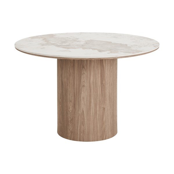 Masă de dining rotundă cu blat cu aspect de marmură ø 120 cm Athens – House Nordic