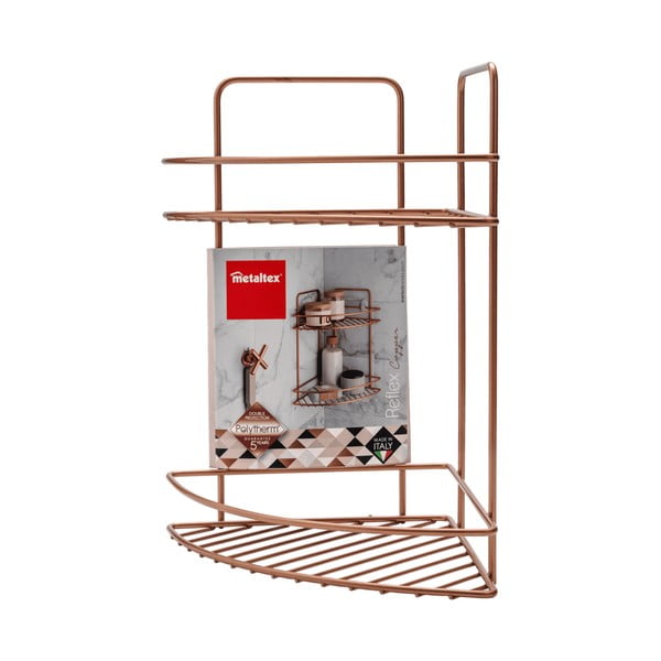 Etajeră pe colț cu 2 rafturi pentru baie Metaltex Copper-image-3