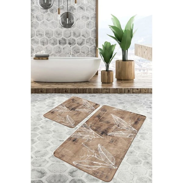 Covorașe de baie maro 2 buc. din catifea 60x100 cm – Mila Home-image-2