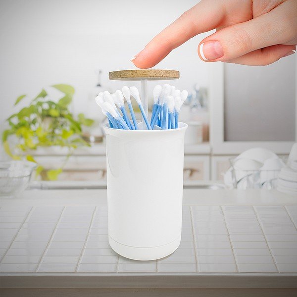 Organizator de baie alb pentru dischete demachiante Push&Up – Balvi-image-1