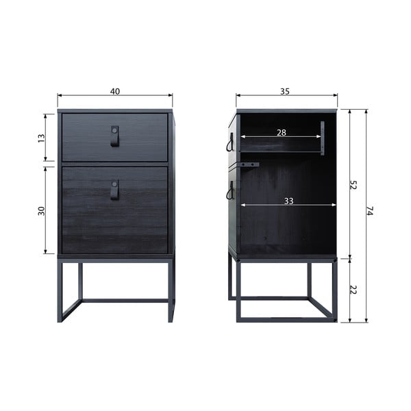 Noptieră cu ușă și sertar WOOOD Zola, negru-image-4