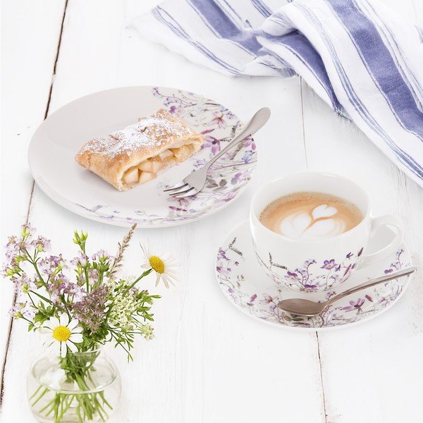 Ceașcă albă-mov din porțelan 280 ml Louka – Orion-image-1