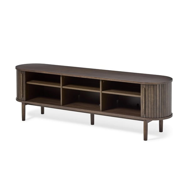 Comodă TV maro cu aspect de lemn de stejar 180x56x40 cm Meta – Unique Furniture-image-1