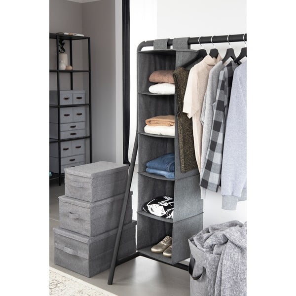 Cutie de depozitare gri din material textil cu capac 45x34x25 cm Soft Storage – Bigso-image-4