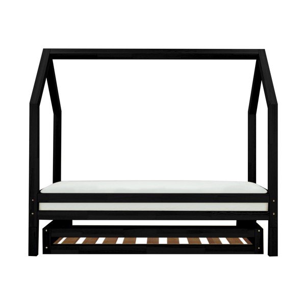 Set sertar și 4 picioare suplimentare pentru pat Benlemi Funny, negru, 80 x 160 cm-image-4