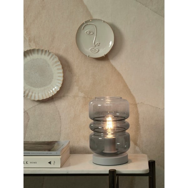 Veioză gri cu abajur din sticlă (înălțime 23 cm) Verona – it's about RoMi-image-1