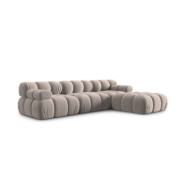 Colțar modular maro deschis cu tapițerie din catifea (cu colț variabil) Bellis – Micadoni -image-3