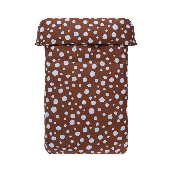 Lenjerie de pat albastru-deschis/maro din bumbac pentru pat dublu/extinsă 200x220 cm Rigmor Dot – Jotex