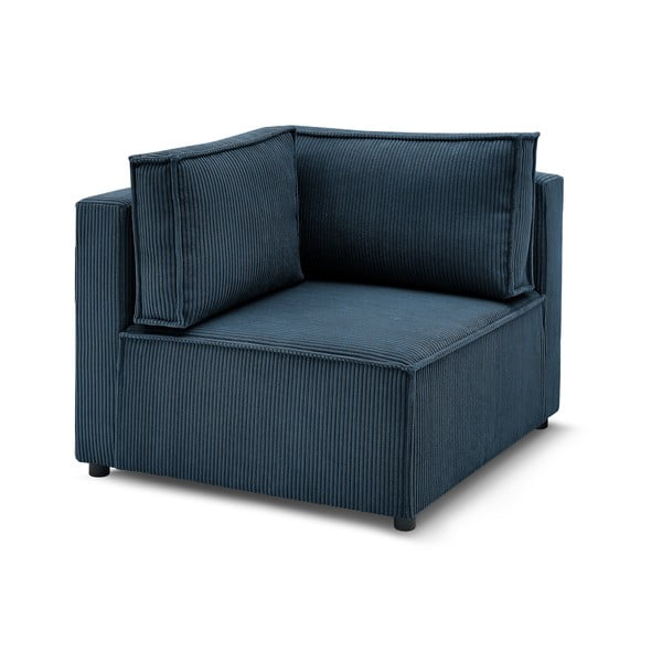 Modul pentru canapea albastru închis cu tapițerie din catifea reiată  (cu colț variabil) Nihad modular – Bobochic Paris