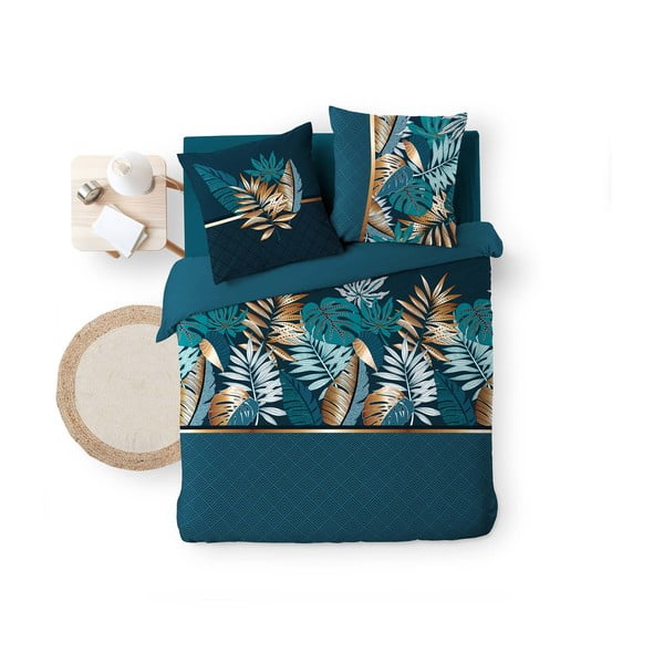 Lenjerie de pat albastră din bumbac pentru pat dublu, extinsă 240x220 cm Alianor – douceur d'intérieur