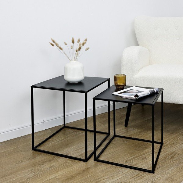 Măsuțe de cafea negre 2 buc. din metal 38x38 cm Alrik – Yes Everyday-image-1