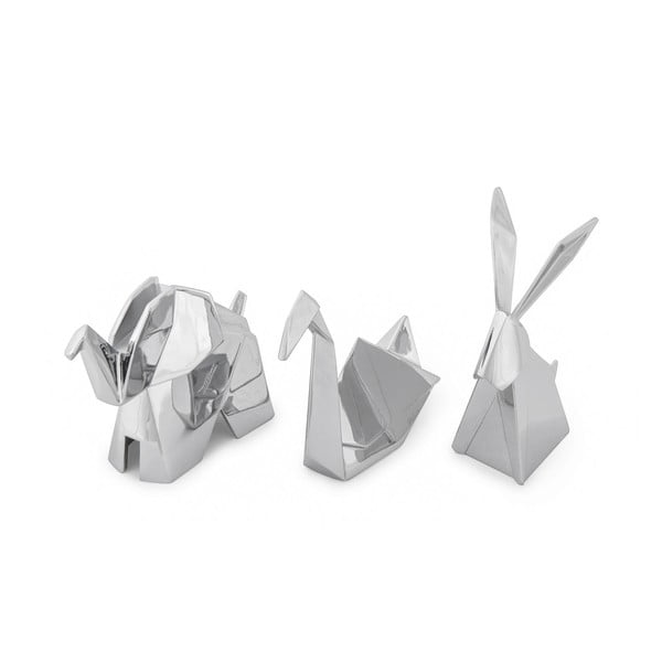 Set 3 suporturi pentru inele Umbra Origami, argintiu