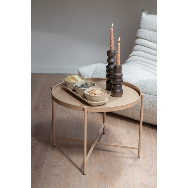 Măsuță de cafea bej rotundă din metal ø 50 cm Meseta  – Leitmotiv-image-2