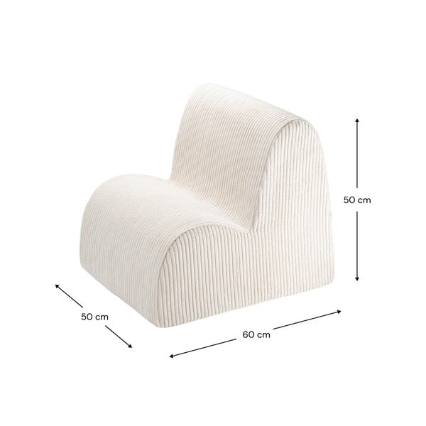 Fotoliu de copii crem cu tapițerie din catifea reiată Cloud – Wigiwama-image-3