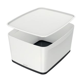 Cutie de depozitare din plastic alb-negru cu capac MyBox - Leitz