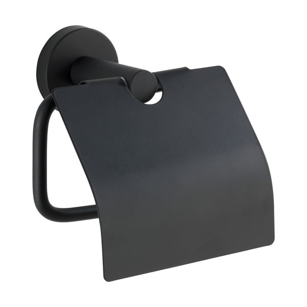 Suport pentru hârtie igienică negru mat de montat pe perete din oțel inoxidabil Bosio – Wenko-image-1
