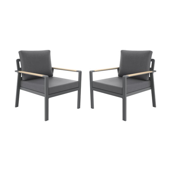 Fotoliu de grădină gri închis din metal Sibiu Duo – Rojaplast