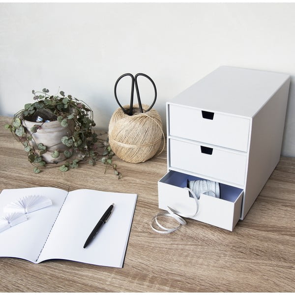 Cutie cu 3 sertare Bigso Box of Sweden Ingrid, alb-image-3