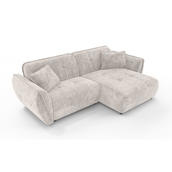 Colțar bej cu tapițerie din chenille (cu colț pe partea dreaptă/cu șezlong) Nelia – Ropez-image-2