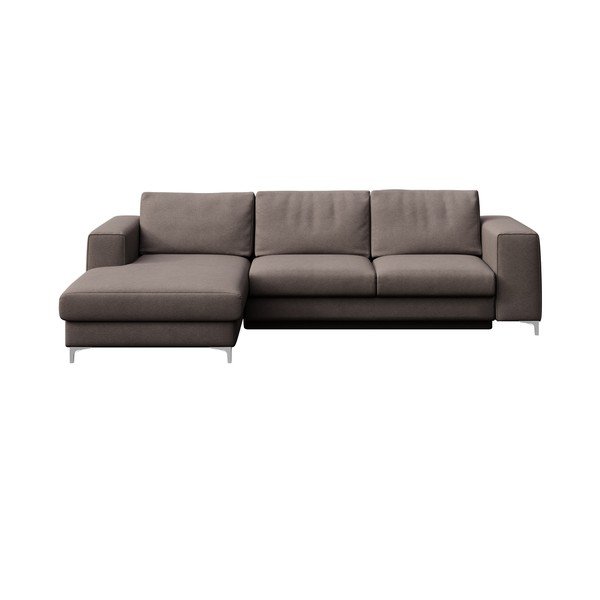 Colțar taupe extensibil, cu spațiu de depozitare cu tapițerie din catifea (cu colț pe partea stângă, cu șezlong) Rene – Rodier