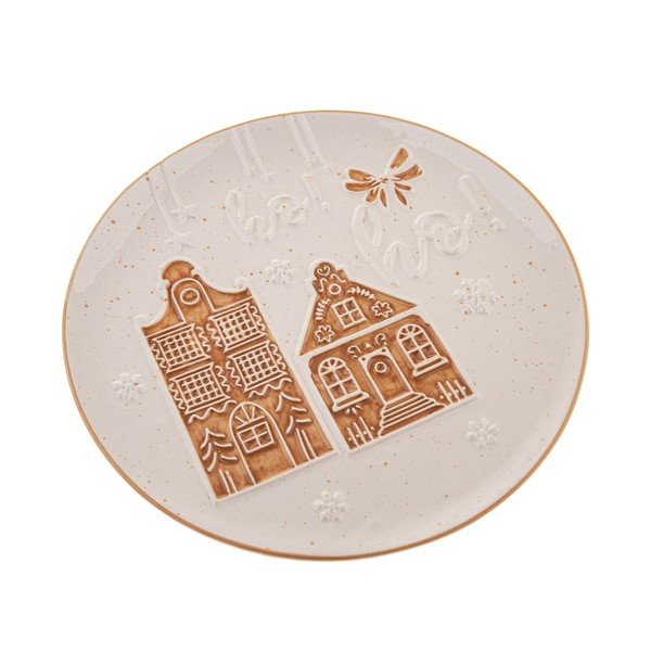 Farfurie albă pentru servire din ceramică ø 26 cm  cu model de Crăciun Christmas cottage – Dakls