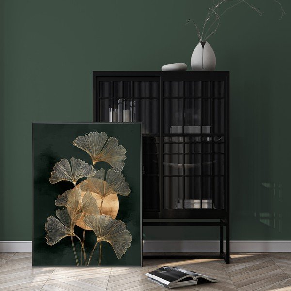 Tablou cu ramă imprimat 60x80 cm Gold Ginkgo – Styler-image-1