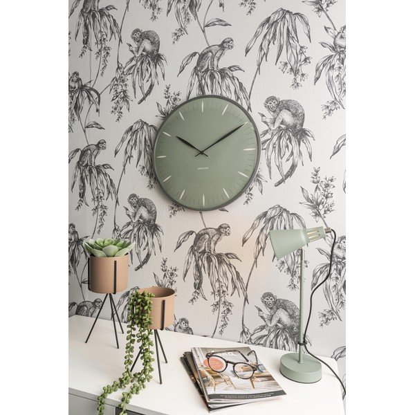 Ceas din sticlă pentru perete Karlsson Leaf, ø 40 cm, verde-image-1