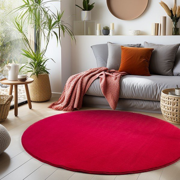 Covor roșu lavabil rotund ø 120 cm Sky – Ayyildiz Carpets-image-1