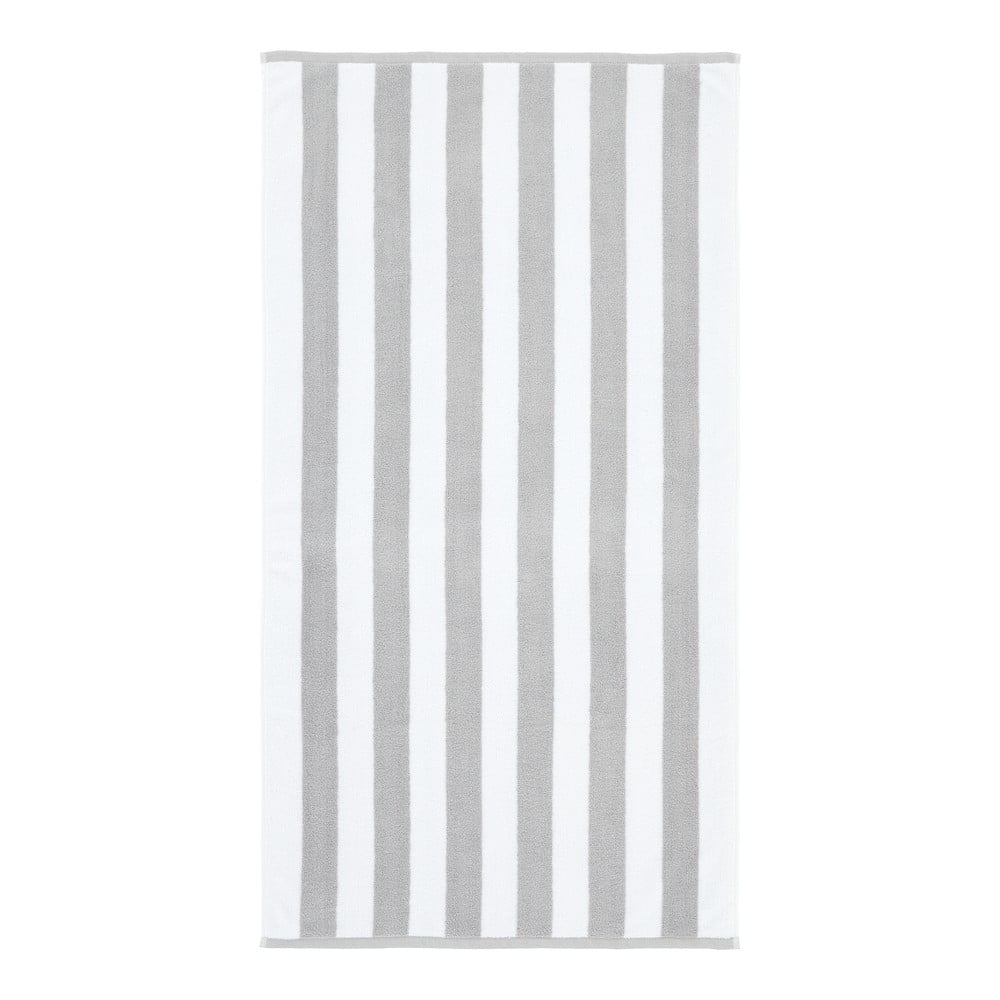 Prosop alb-gri din bumbac din frotir 90x140 cm Reversible Stripe – Bianca