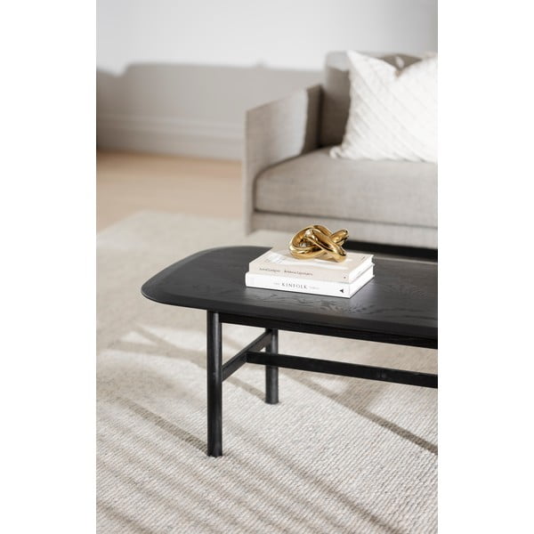 Măsuță de cafea neagră din lemn masiv de stejar 135x62 cm Hammond - Rowico-image-1