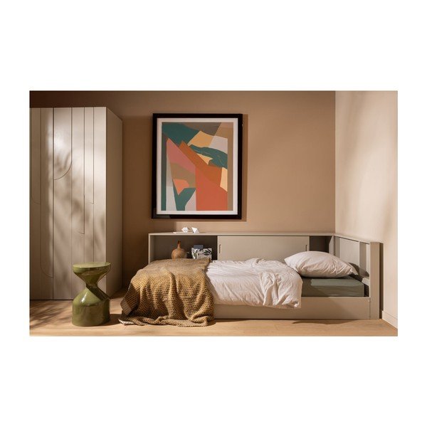 Pat gri/bej din lemn de pin fără somieră 90x200 cm Carter – WOOOD-image-1