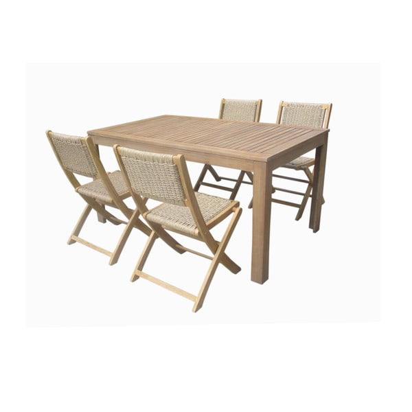 Set o masă și 4 scaune de grădină din lemn de acacia Ezeis Falcon