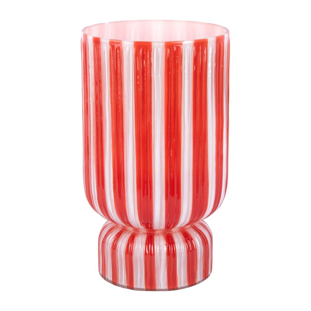 Vază roșie din sticlă (înălțime 26 cm) Rayado Retro – PT LIVING