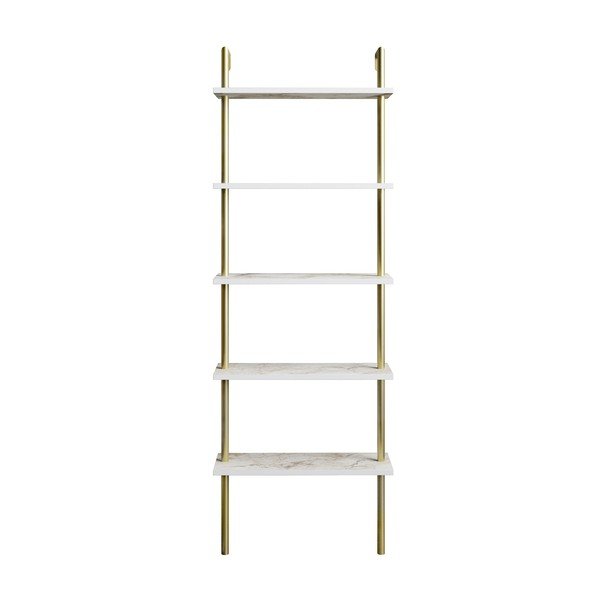 Etajeră albă cu aspect de marmură 60x174 cm Paula – Kalune Design