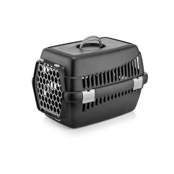 Cușcă transport pentru câine sau pisică Petpetite, negru-gri
