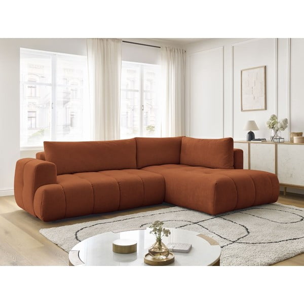 Colțar cărămiziu extensibil/cu spațiu de depozitare (cu colț pe partea dreaptă/în formă de ”L”) Fuji – Bobochic Paris-image-1