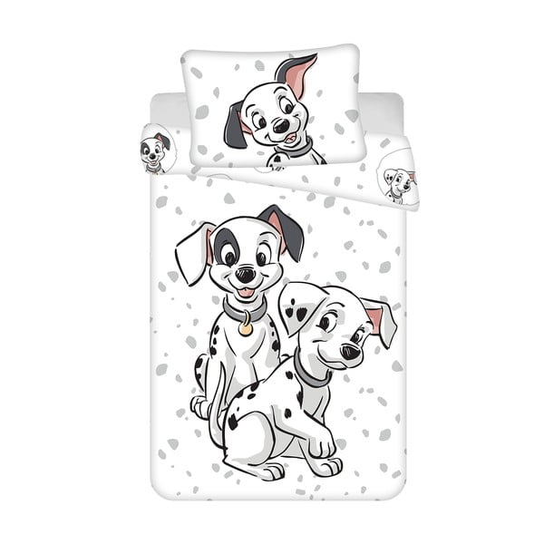 Lenjerie de pat pentru copii albă din bumbac pentru pătuț 100x135 cm 101 Dalmatians – Jerry Fabrics