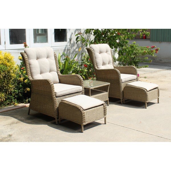 Set mobilier de grădină maro deschis din ratan artificial pentru 2 persoane Valencia – Garden Pleasure-image-2