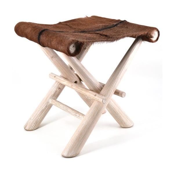 Scăunel din lemn cu șezut din piele Moycor Goat