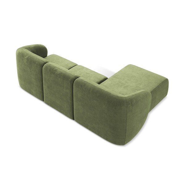 Colțar verde cu tapițerie din chenille (cu colț pe partea stângă/cu șezlong) Lani – Makamii-image-3