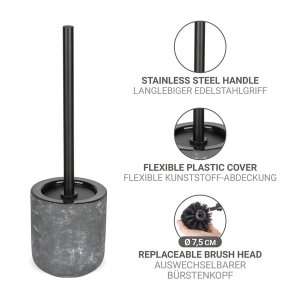 Perie de WC gri din ceramică Sacile – Wenko-image-3