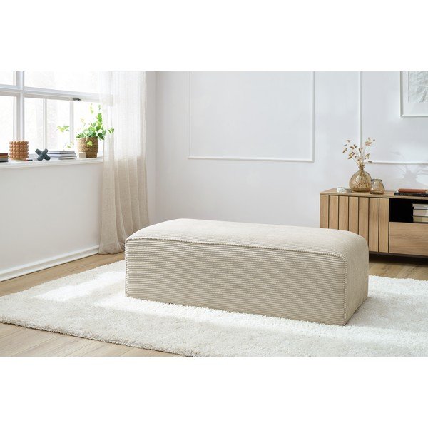 Taburet modular bej cu tapițerie din catifea reiată Megeve – Bobochic Paris-image-1