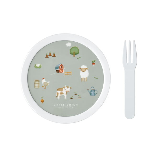 Cutie de gustări pentru copii cu furculiță Little farm – Mepal