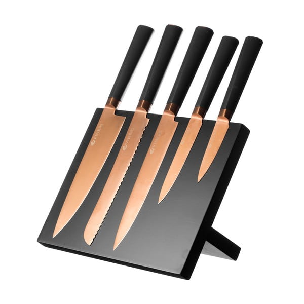 Set 5 cuțite cu suport Titan Copper