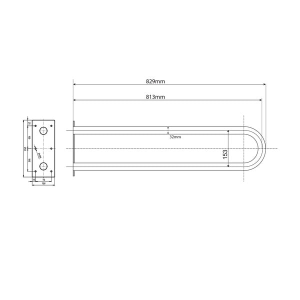 Mâner de siguranță pentru baie de montat pe perete din oțel inoxidabil 83 cm Handicap U – Sapho-image-1